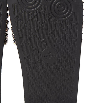 Gucci Calfskin Crystal Embellished Web Slide Sandals 37 Blue Red 6 of 8