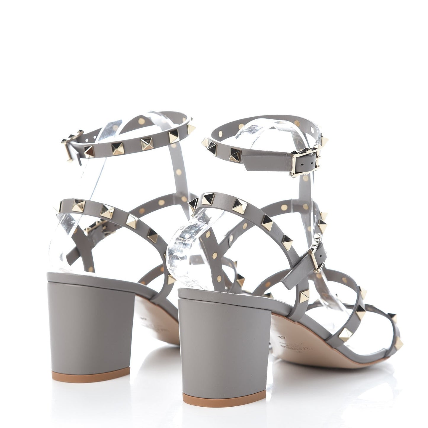 Calfskin Rockstud 60mm City Sandals 41 Grey