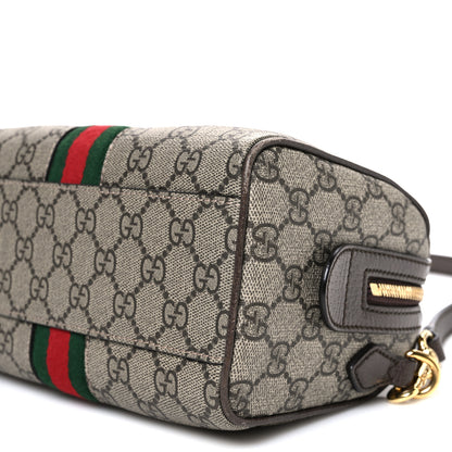 Gucci GG Supreme Monogram Textured Dollar Calfskin Web Mini Ophidia Top Handle Bag Beige Ebony New Acero 10 of 11