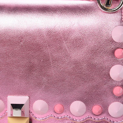 Fendi Vitello Catalan Mirror Scalloped Multi Studded Small Kan I Shoulder Bag Fuxia Chiaro 11 of 13