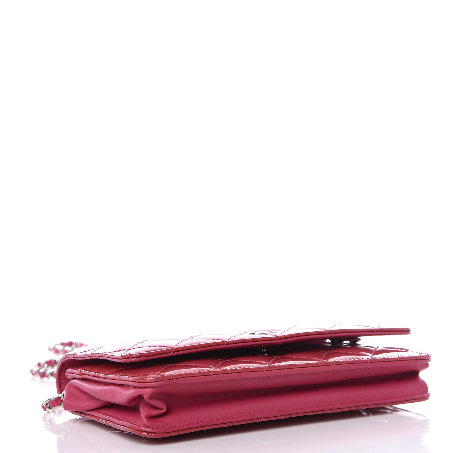Patent Quilted Wallet On Chain WOC Pink