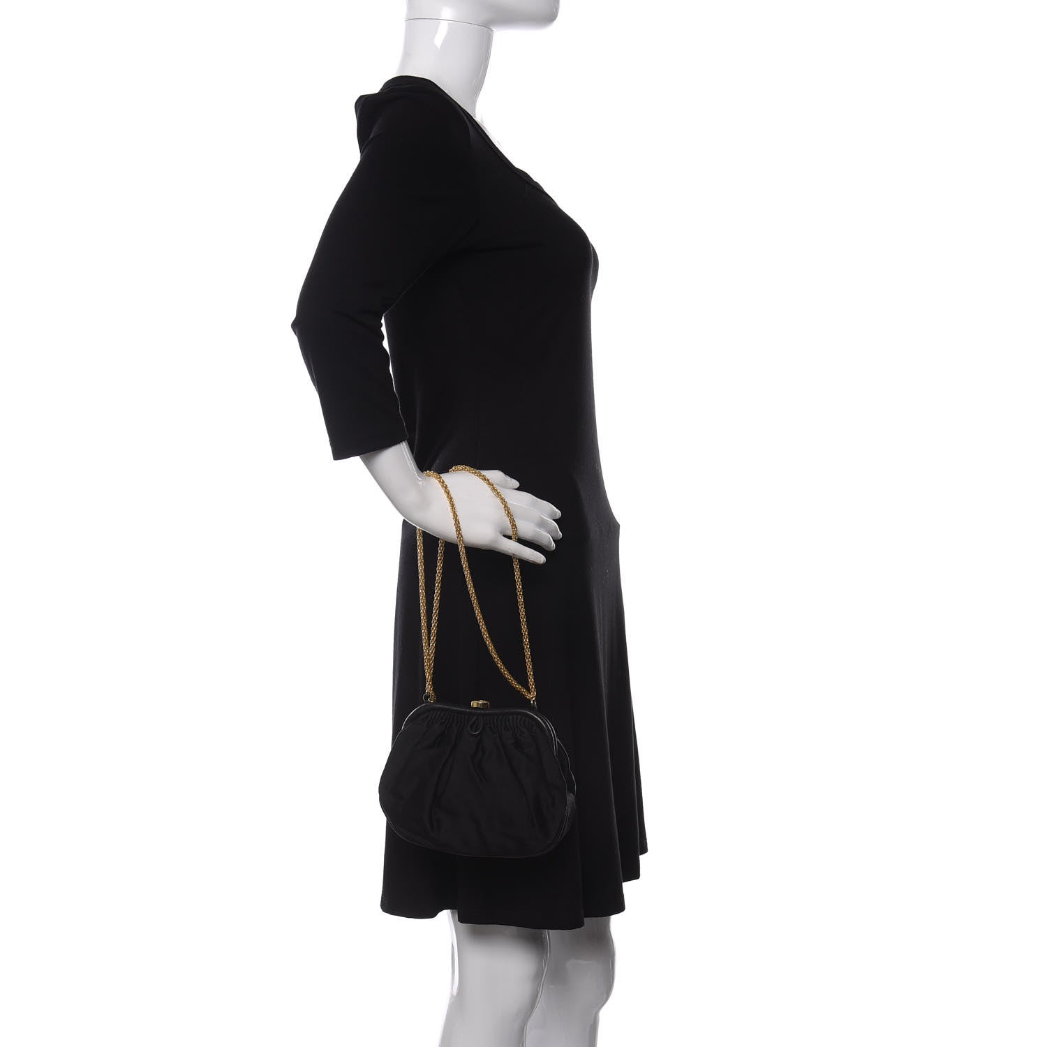 Chanel Satin Kisslock Evening Bag Black 2 of 11