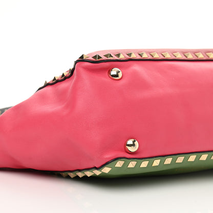 Valentino Garavani Vitello Colorblock Small Rockstud Tote Deep Rose Clover Grey Scarlet 7 of 16
