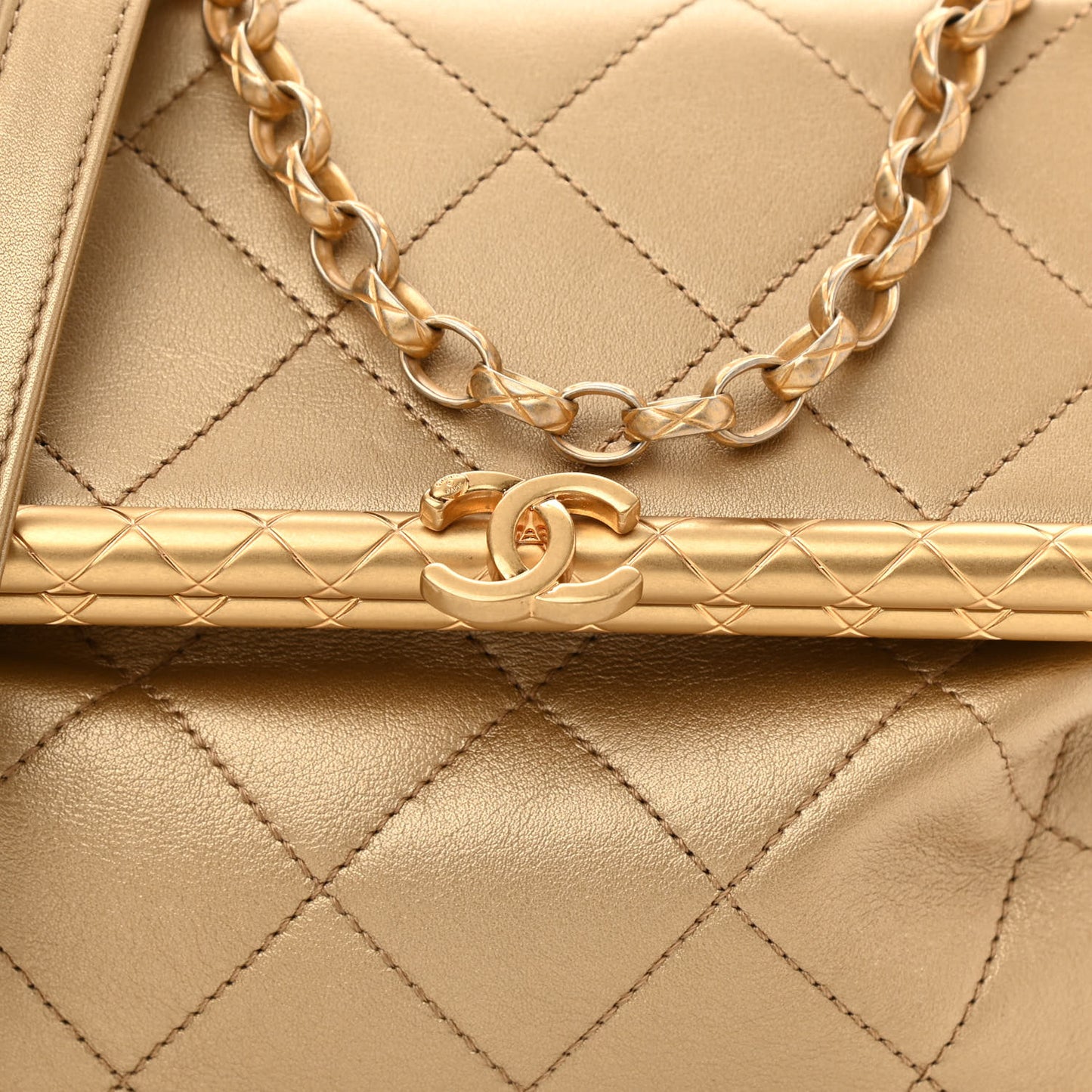 Metallic Lambskin Quilted My Crush Bag Gold