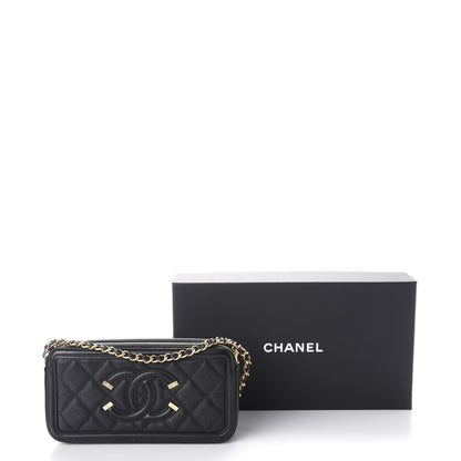 Chanel Caviar Quilted CC Filigree Clutch With Chain Black 10 of 10