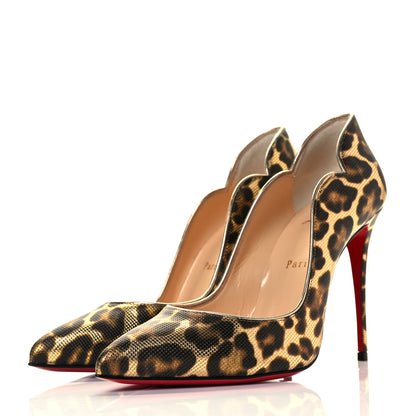 Christian Louboutin Calfskin Coin Leopard Print Hot Chick 100 Pumps 37.5 Gold 8 of 24