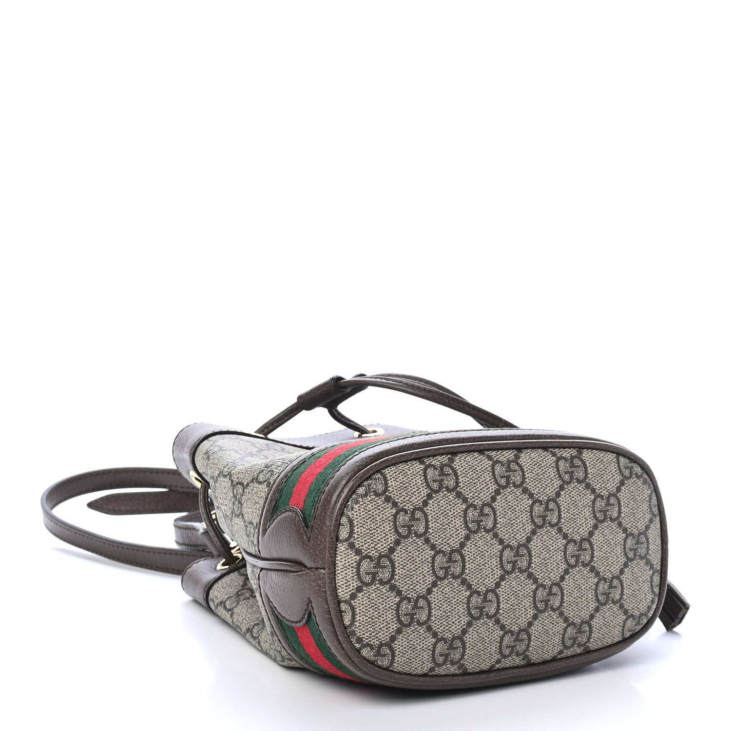 Gucci GG Supreme Monogram Web Mini Ophidia Bucket Bag Brown 4 of 9