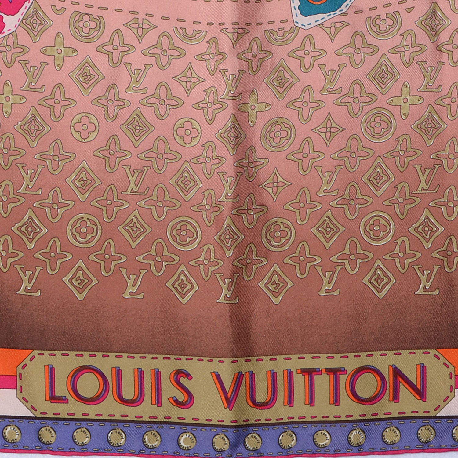 Louis Vuitton Silk Monogram Map Square Scarf 3 of 5