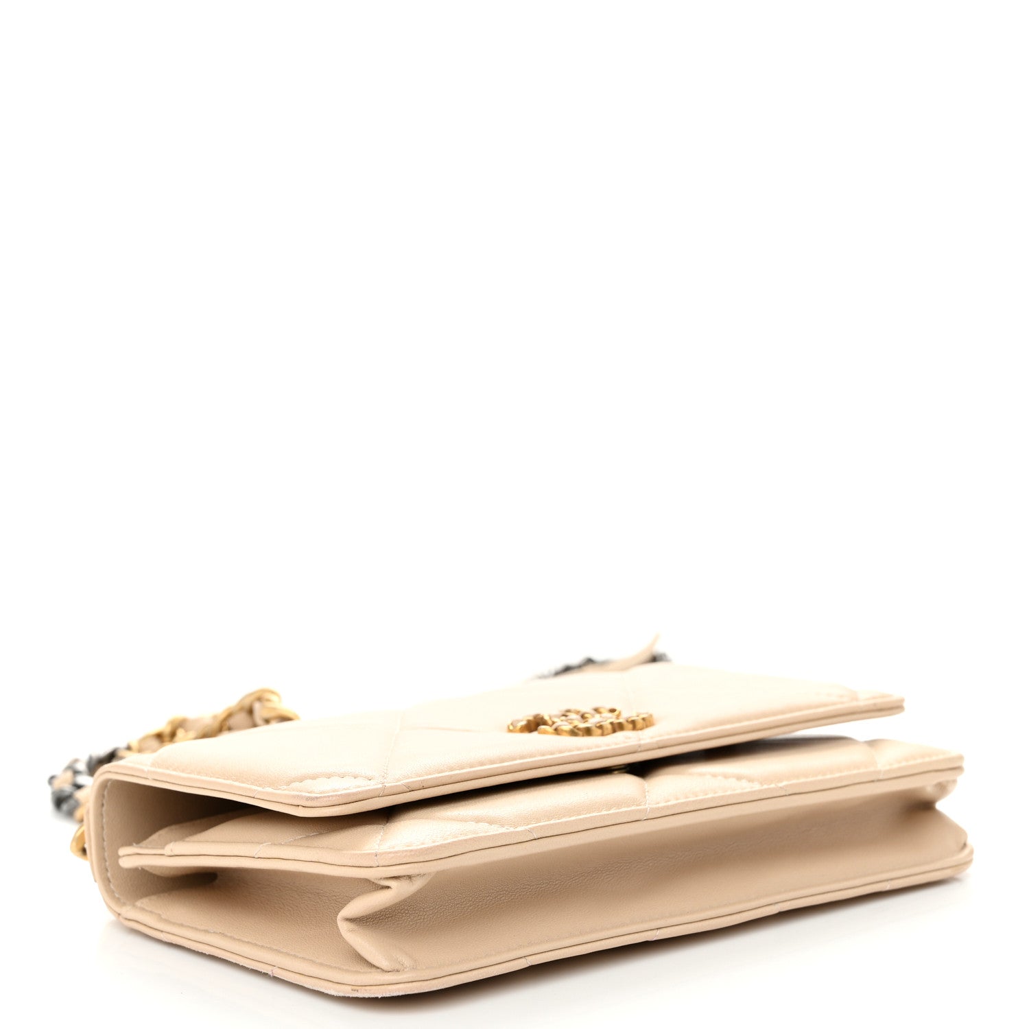 Chanel Goatskin Quilted Chanel 19 Wallet On Chain WOC Beige 4 of 12