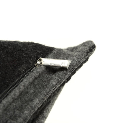 Chanel Merino Wool Cashmere CC Pillow Black Grey 3 of 4