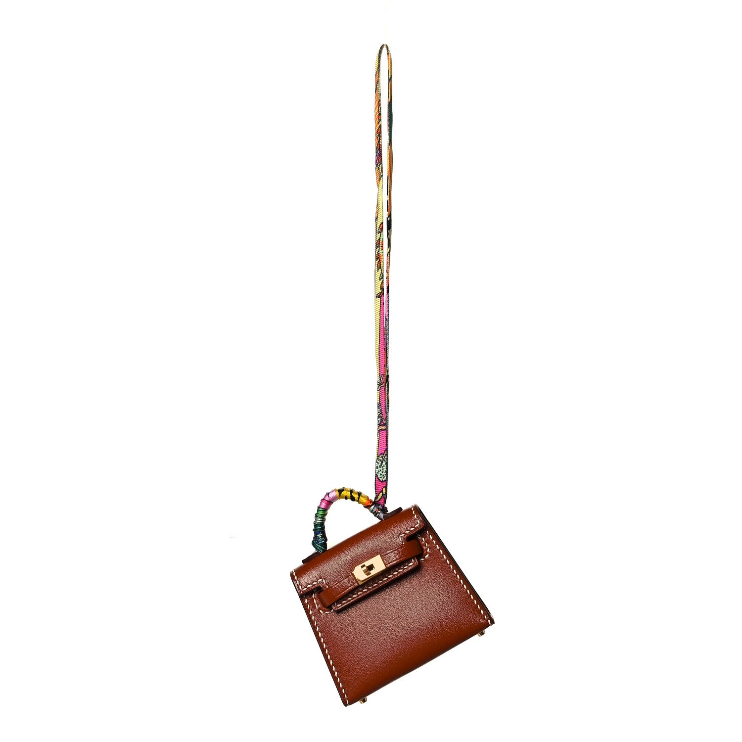 Hermes Tadelakt Mini Kelly Twilly Bag Charm Fauve 1 of 5