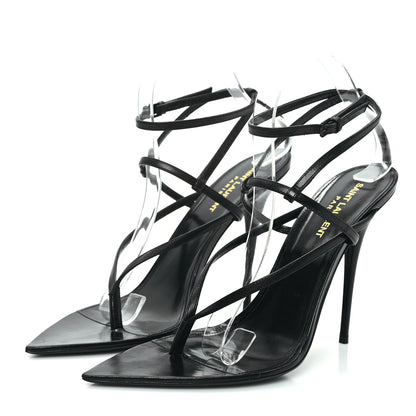 Saint Laurent Calfskin Gippy Thong 110 Sandals 40.5 Black 3 of 8