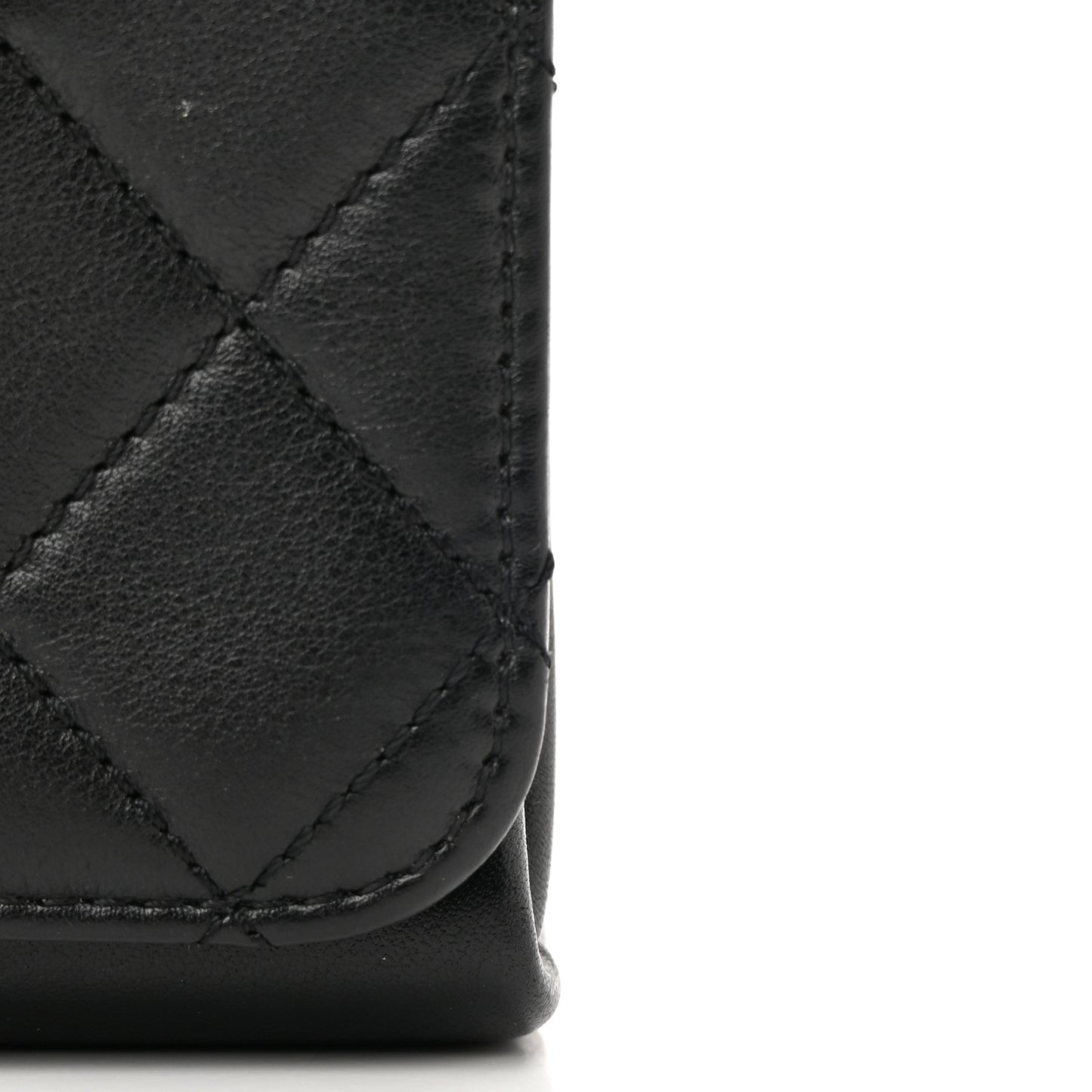 Calfskin Quilted Pearl Jewel Chain Flap Black