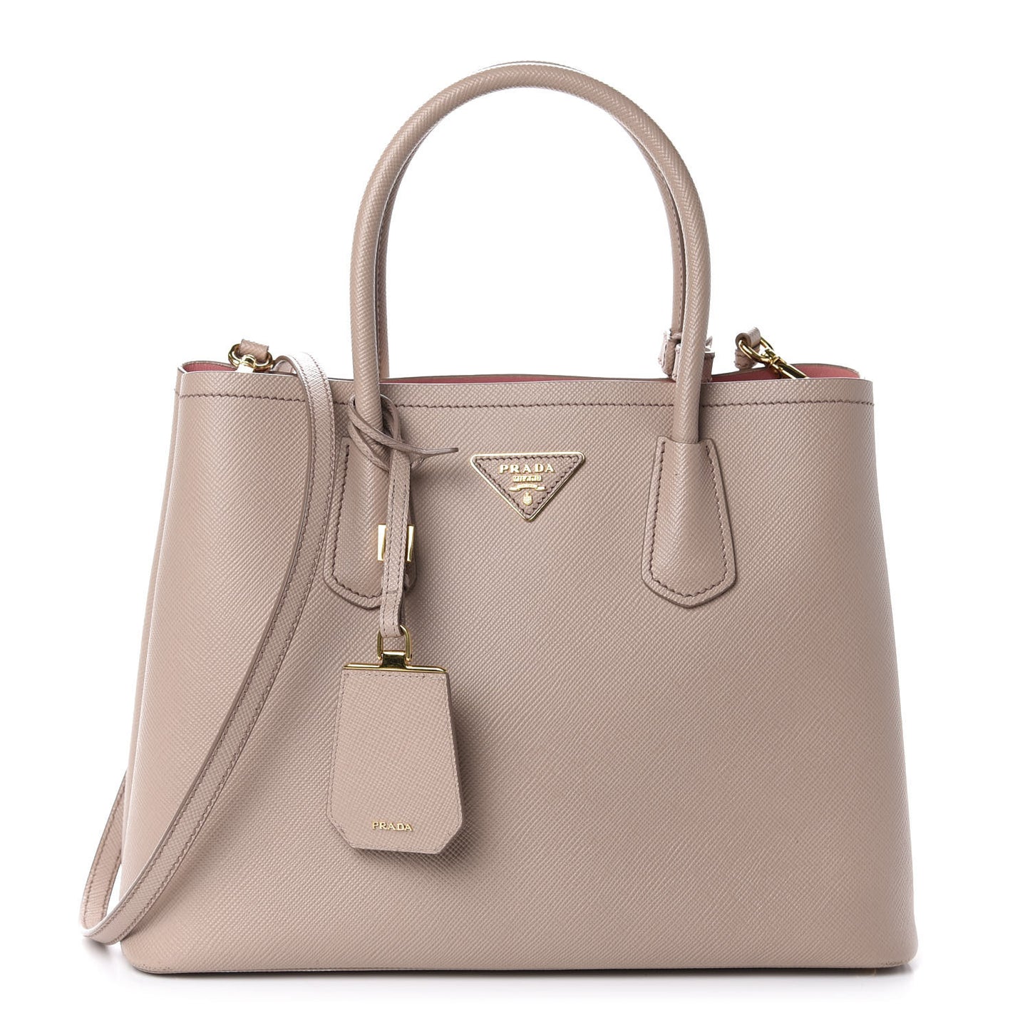 Saffiano Cuir Small Double Bag Cammeo Rosa