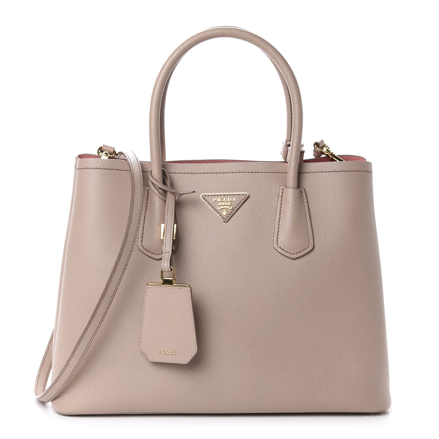 Prada Saffiano Cuir Small Double Bag Cammeo Rosa 1 of 13