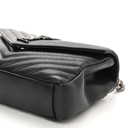 Saint Laurent Sheepskin Matelasse Chevron Monogram Medium College Bag Black 9 of 9