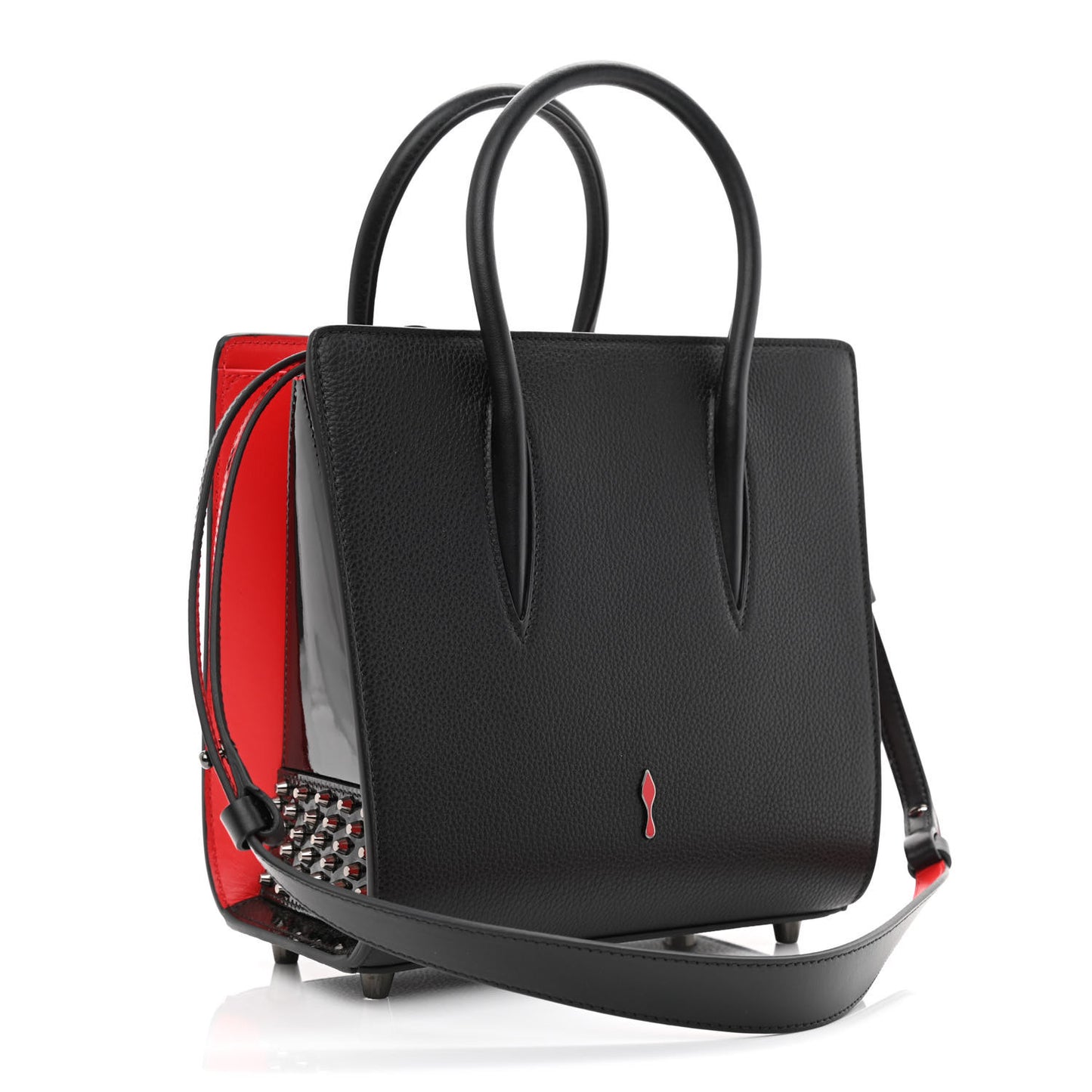 Calfskin Empire Patent Studded Small Paloma Black