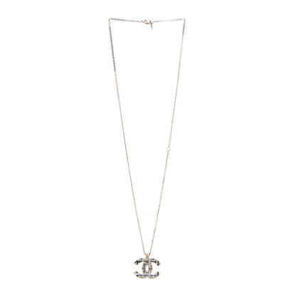 Chanel Crystal Pearl Tweed Effect CC Necklace Blue White 2 of 3