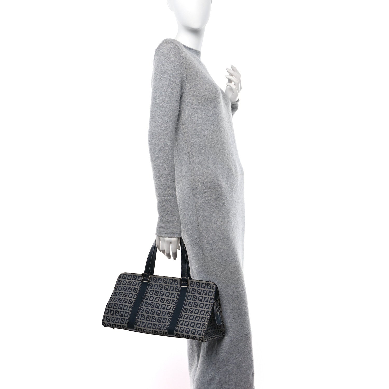 Fendi Zucchino Shoulder Bag Navy Blue 3 of 10