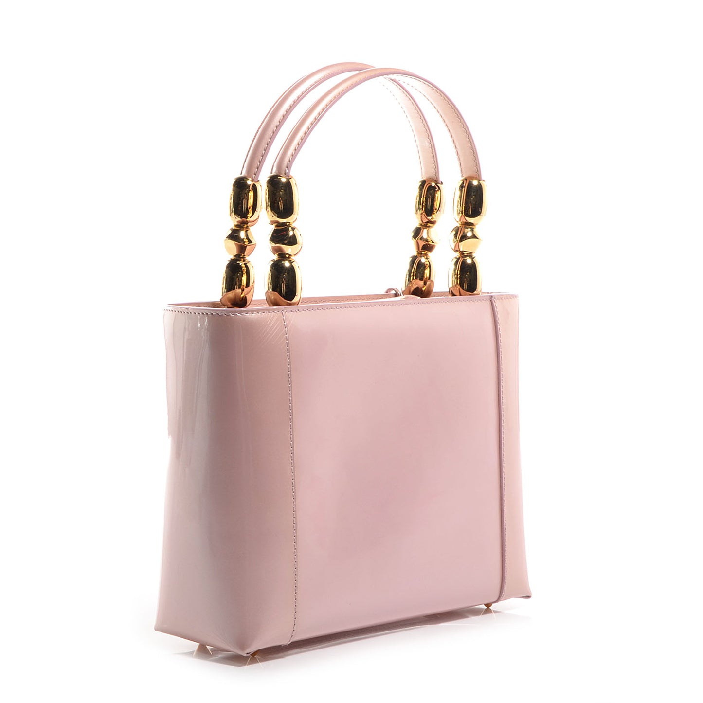 Leather Chrome Beaded Malice Tote Rose Poudre