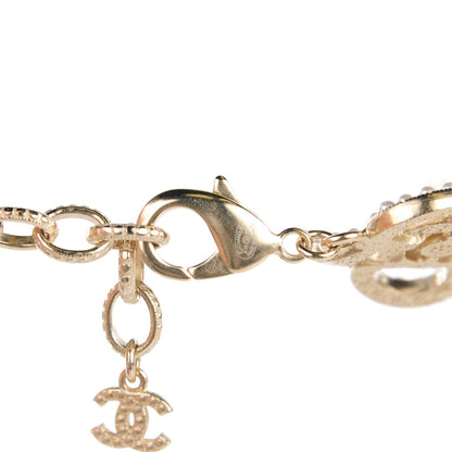 Chanel Bead Pearl CC Flower Necklace Gold 4 of 6