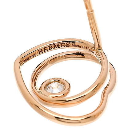 Hermes 18K Rose Gold Diamond TPM Vertige Coeur Earrings 4 of 5