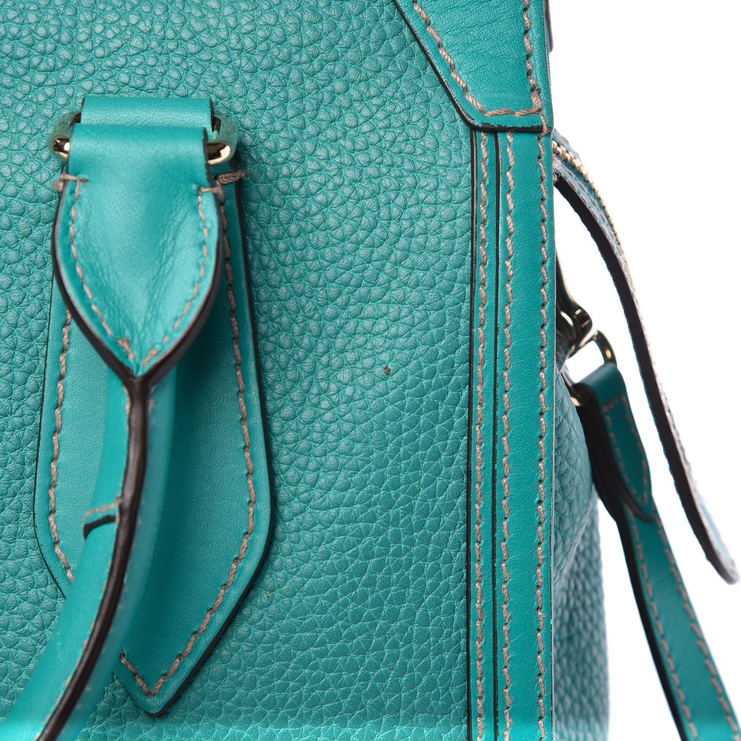 Pebbled Calfskin Small Honeywood Tote Kingfisher