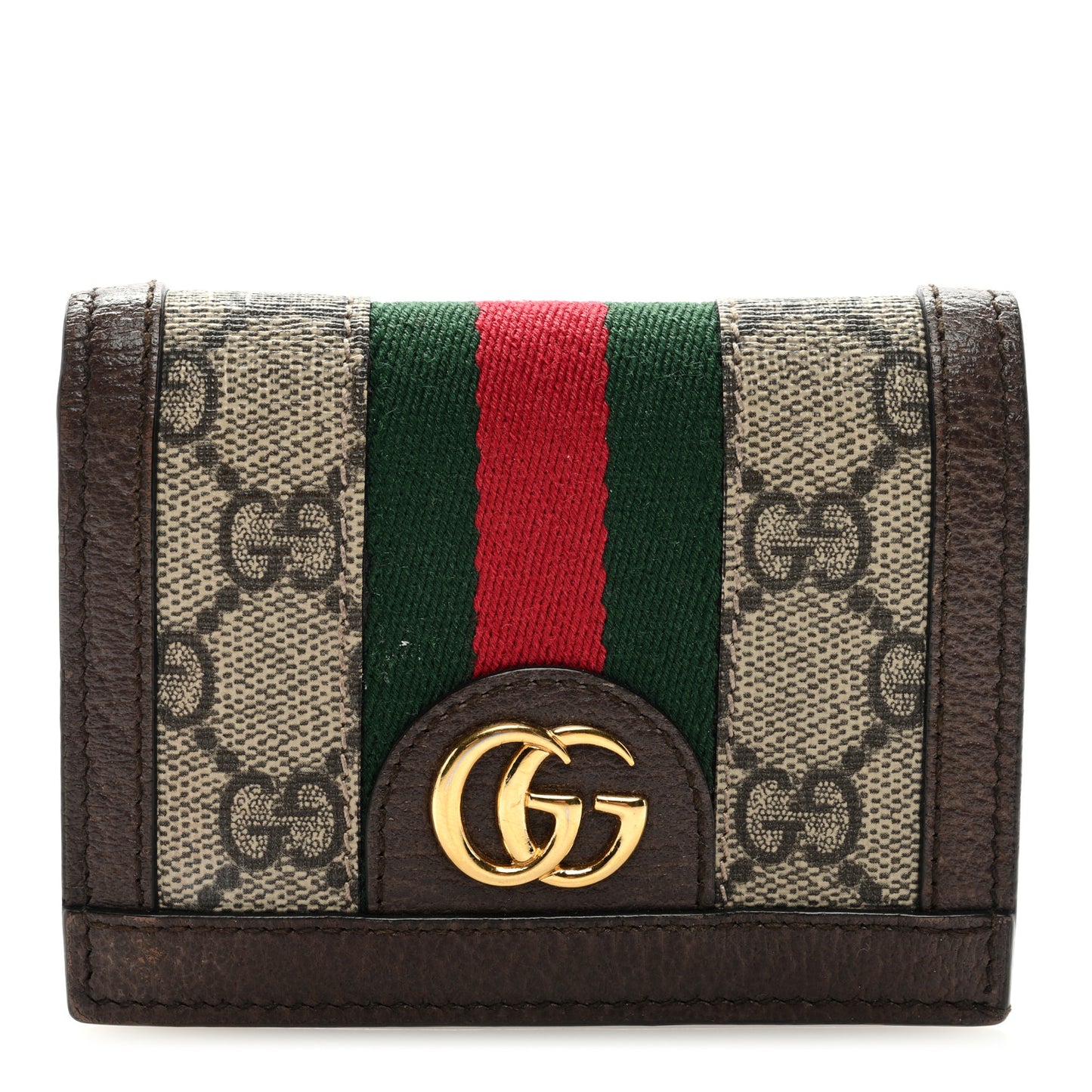 GG Supreme Monogram Web Ophidia Card Case Beige New Acero