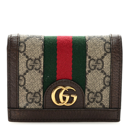 Gucci GG Supreme Monogram Web Ophidia Card Case Beige New Acero 1 of 6