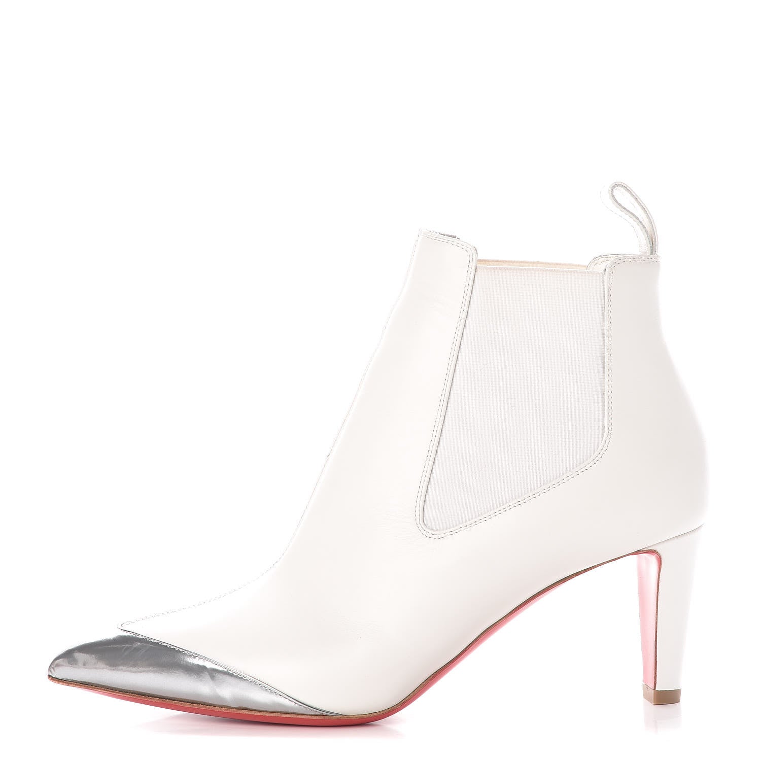 Christian Louboutin Calfskin Antispecchio Superchen 70 Booties 37.5 Snow Silver 1 of 8