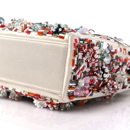 Christian Dior Satin Lambskin Sequin Embroidered Mini Lady Dior White Multicolor 8 of 14