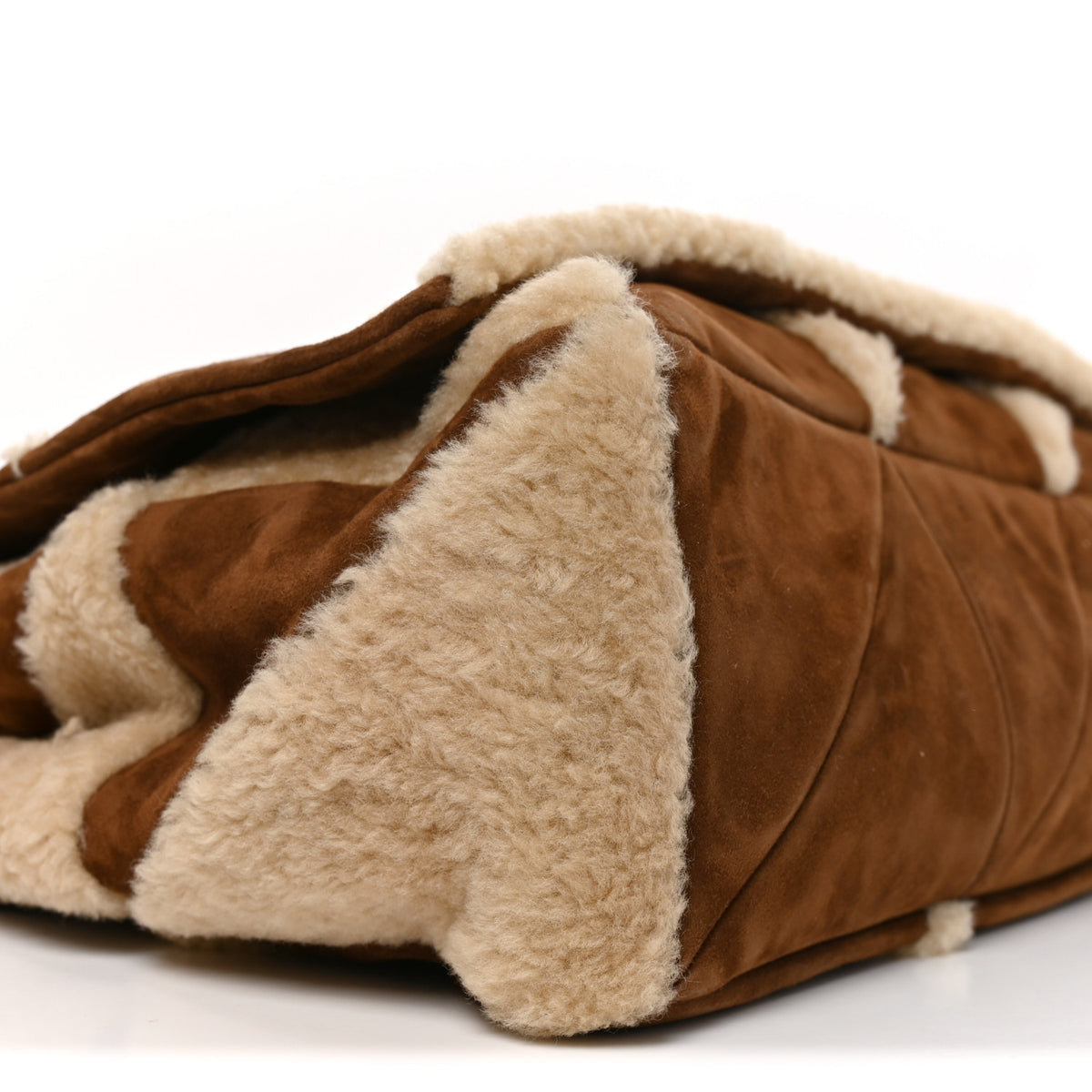 Suede Shearling Patchwork Monogram Giant Jamie Brown Beige