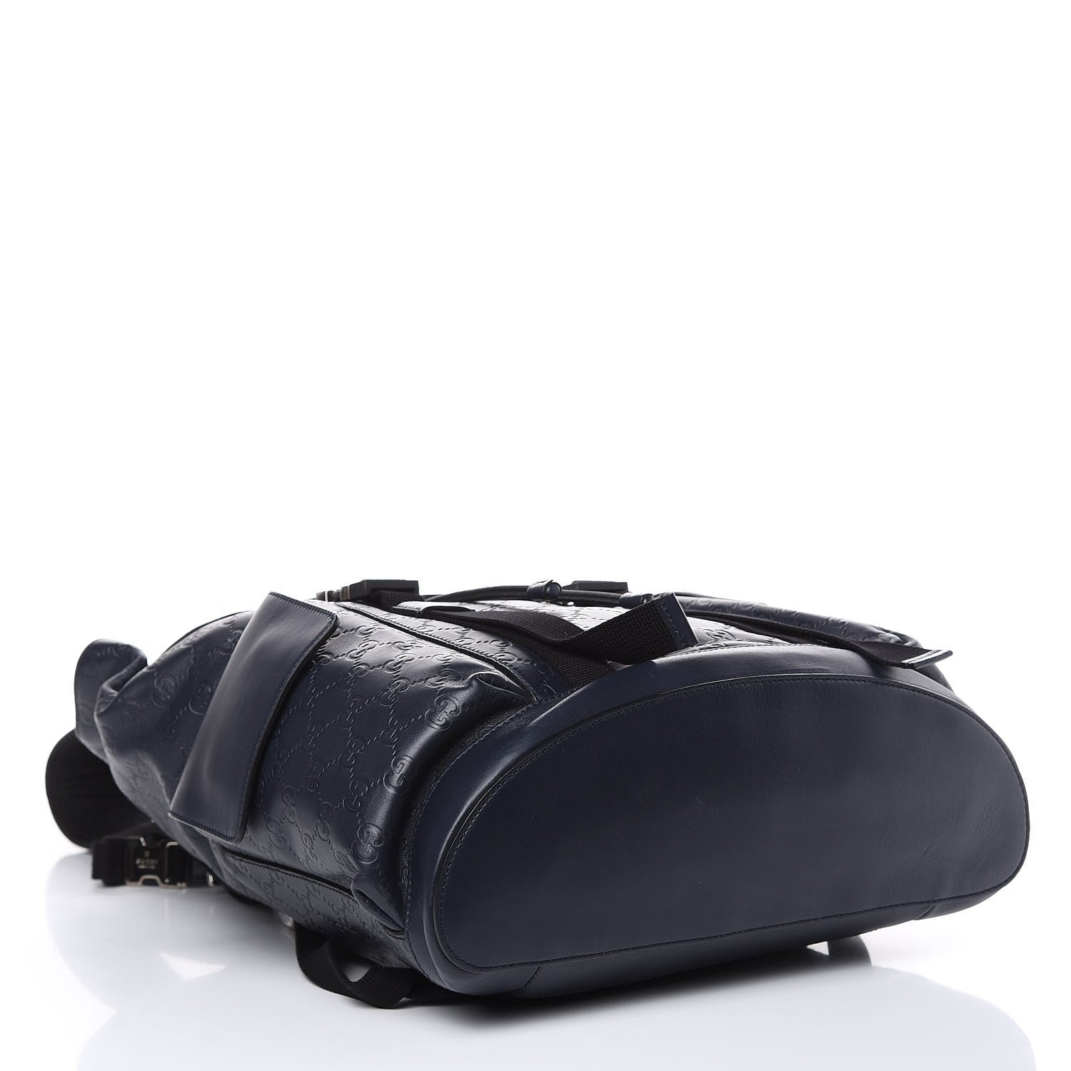 Gucci Guccissima Signature Double Buckle Backpack Blue 4 of 11