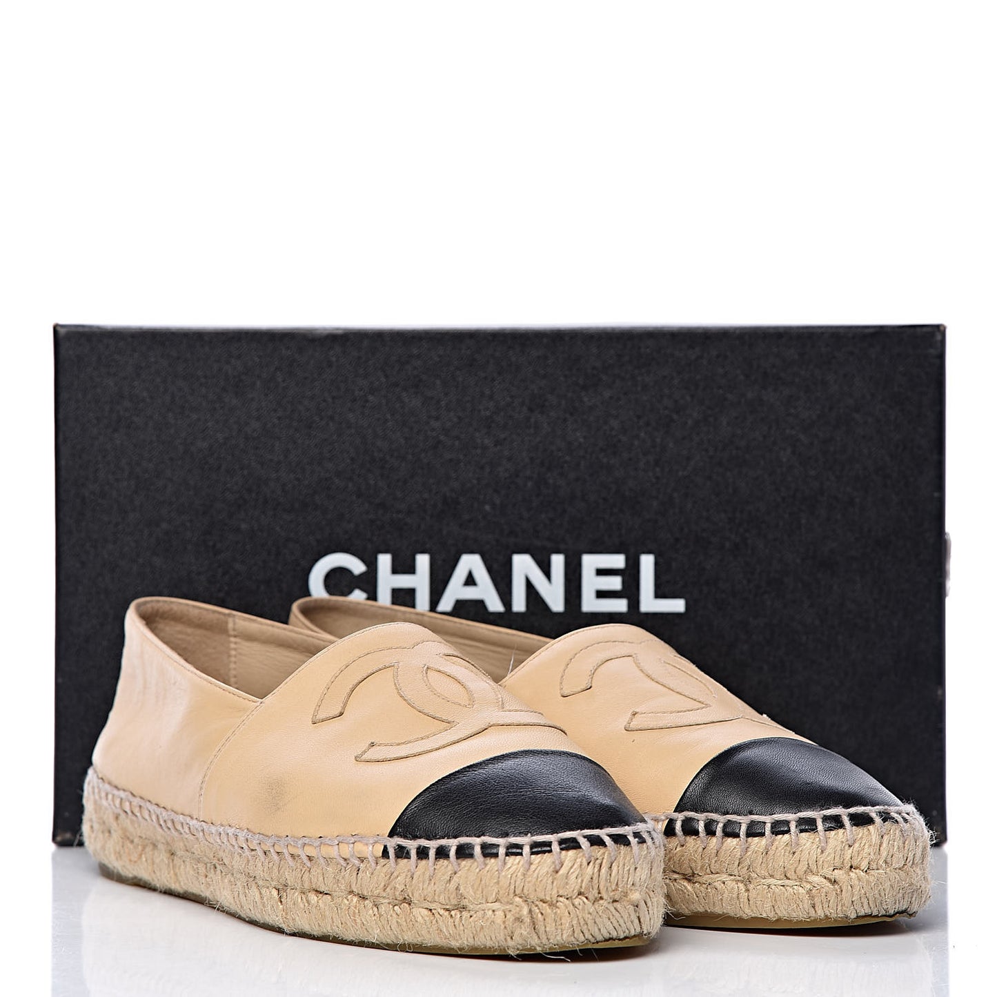 Lambskin CC Espadrilles 38 Beige Black