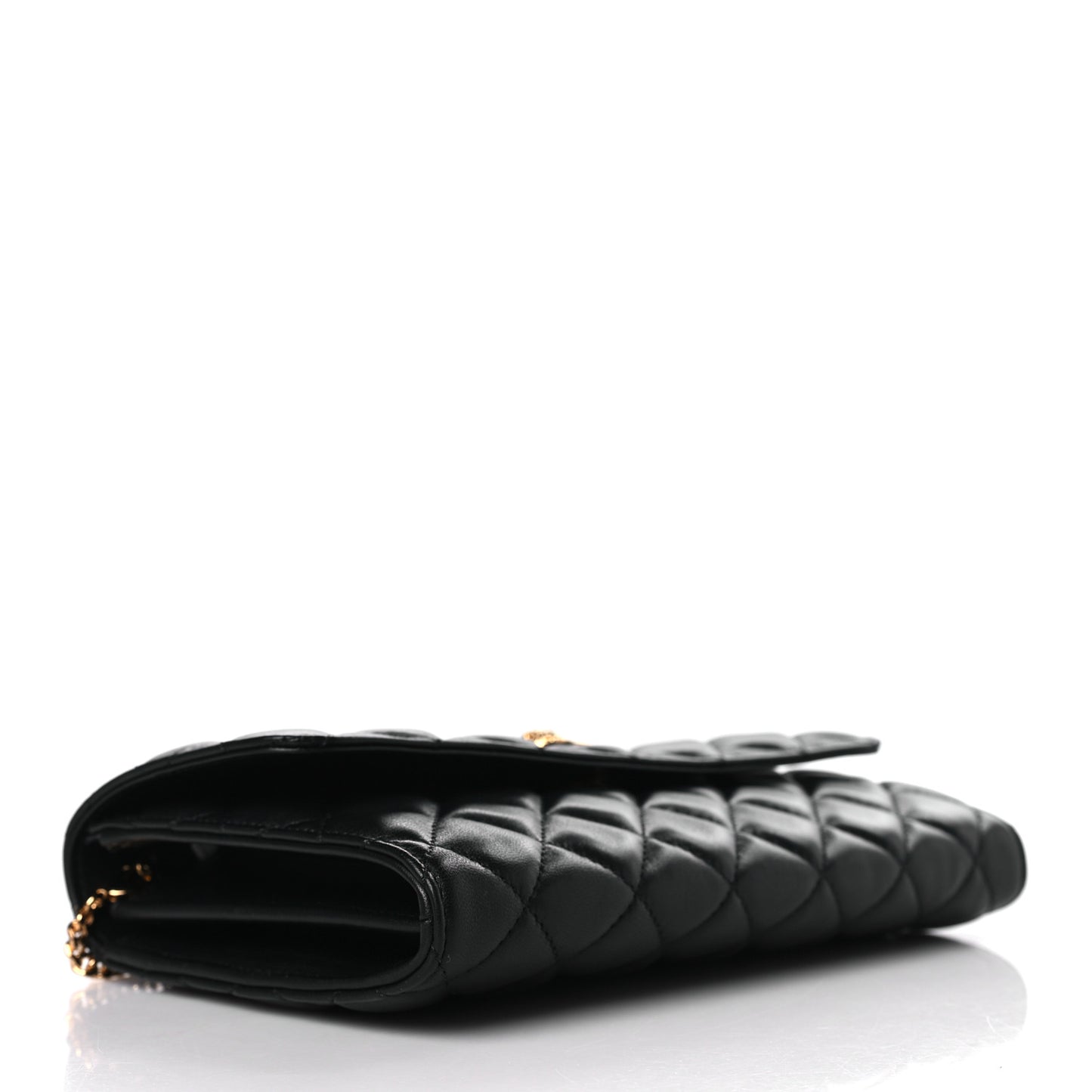 Lambskin Quilted Medusa Wallet On Chain Crossbody Black