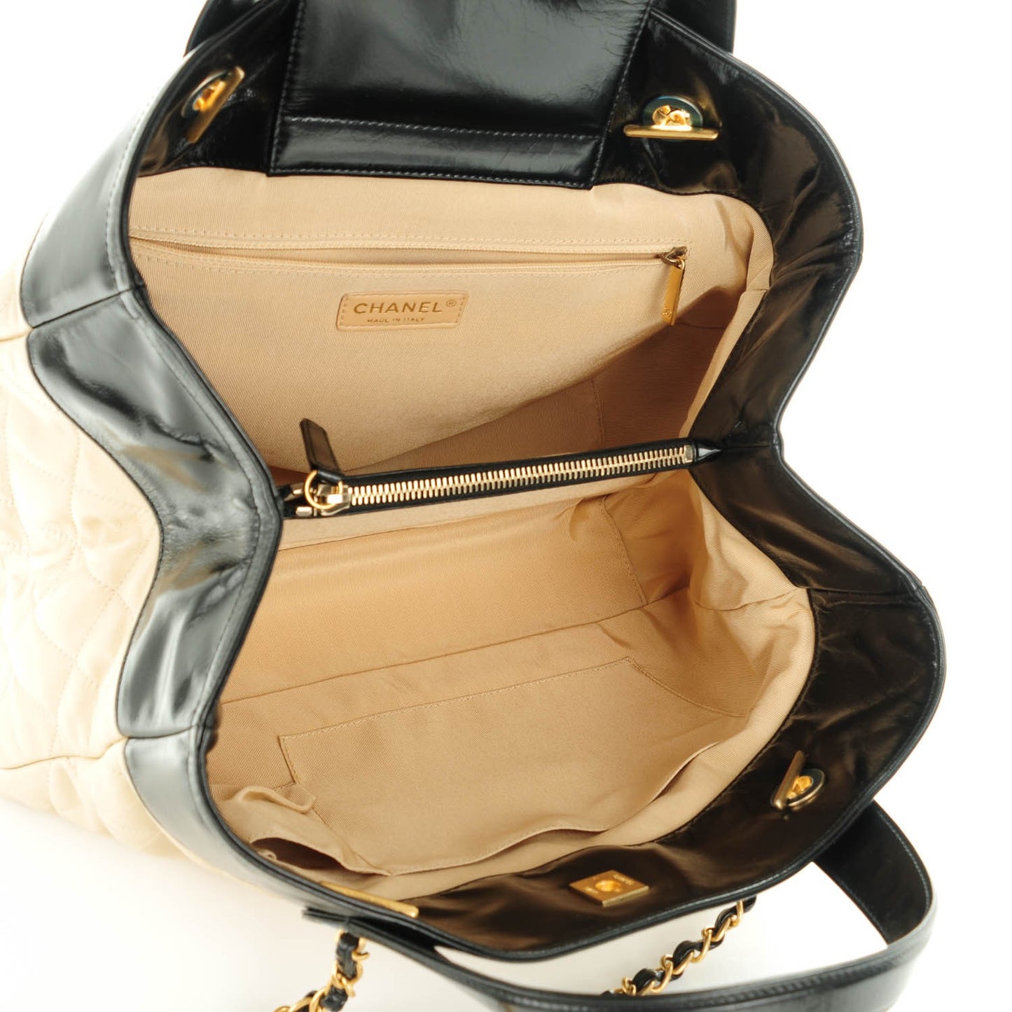 Calfskin Quilted In The Mix Shopping Tote Beige Black