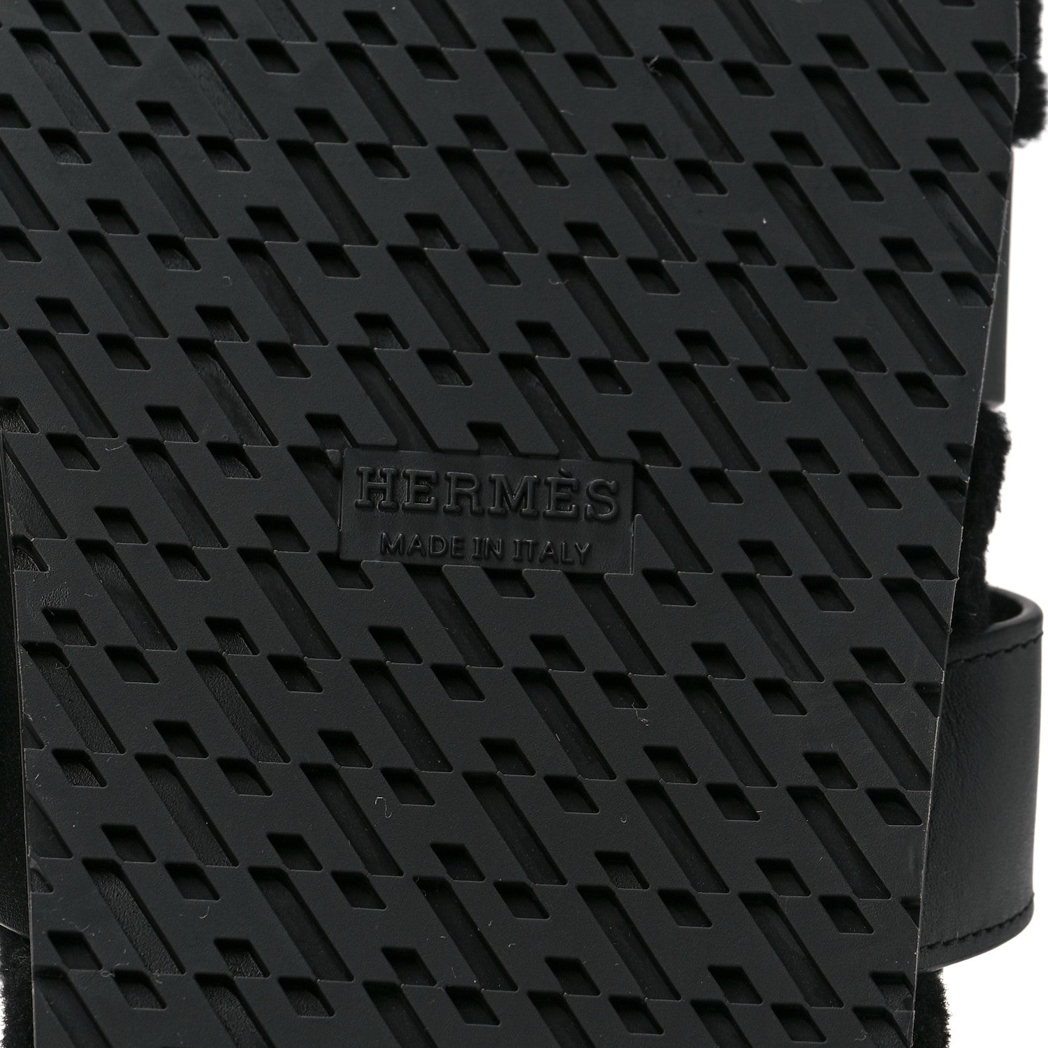 Hermes Calfskin Woolskin Womens Chypre Sandals 39 Black 6 of 8