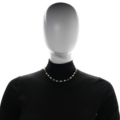 Gucci Metal Pearl Interlocking G Flower Necklace Gold 2 of 5