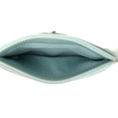 Chanel Metallic Caviar Chevron Quilted Vintage Mademoiselle Card Holder Light Blue 5 of 8