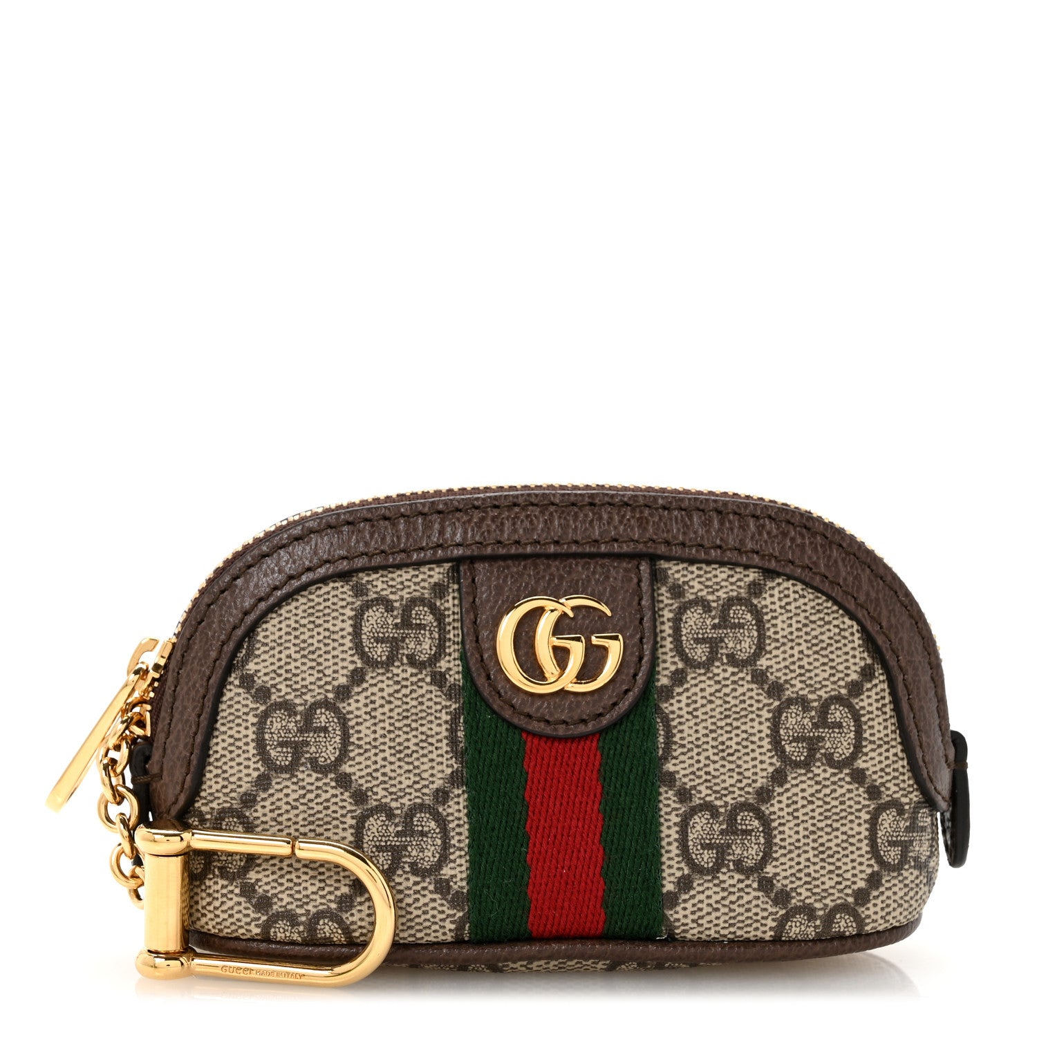 Gucci GG Supreme Monogram Web Ophidia Dome Key Pouch Beige New Acero 1 of 8