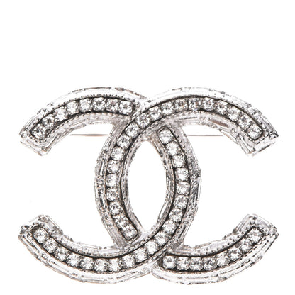 Chanel Swarovski Crystal CC Brooch Silver 1 of 5
