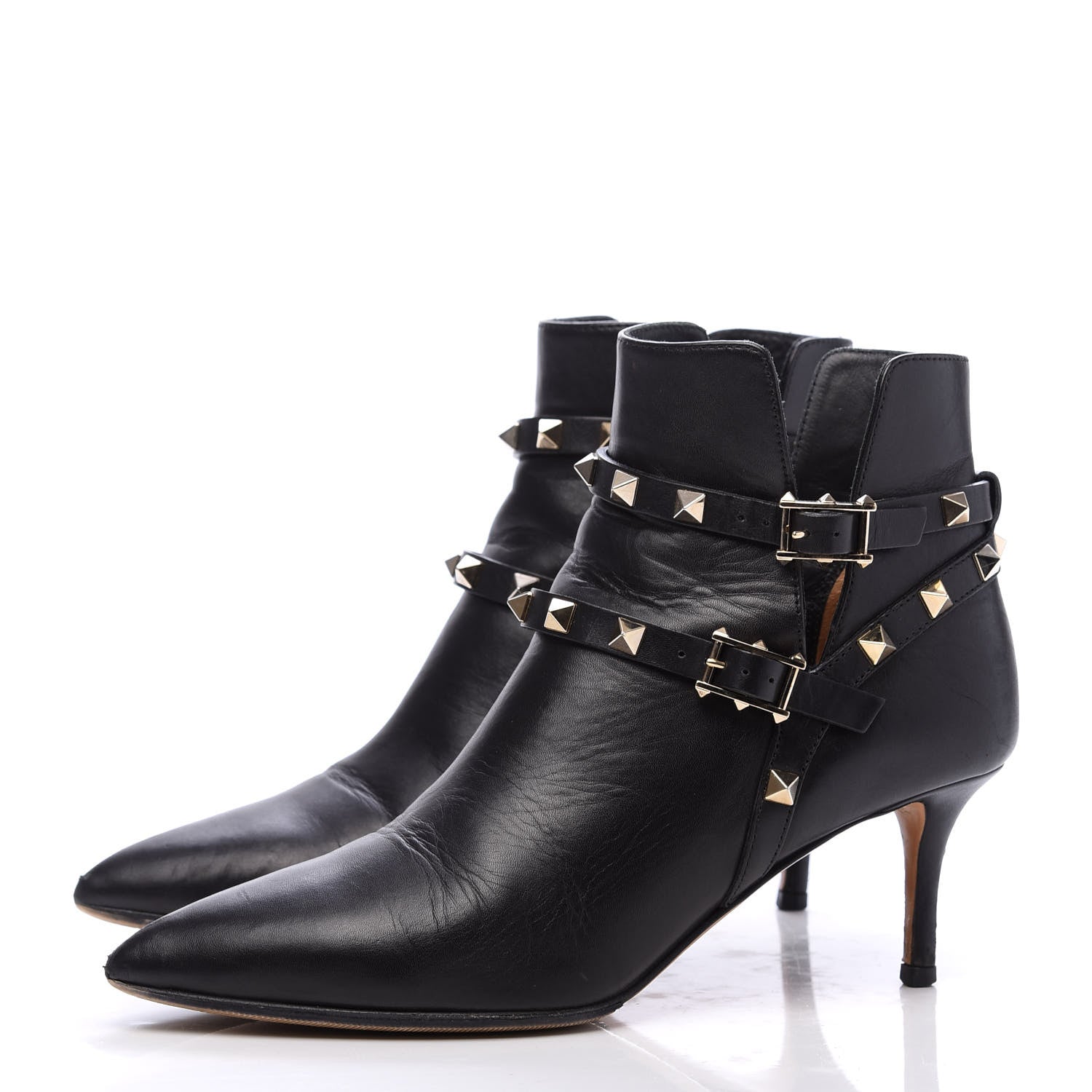 Valentino Garavani Calfskin Rockstud Double Buckle 65mm Ankle Boots 36 Black 3 of 11