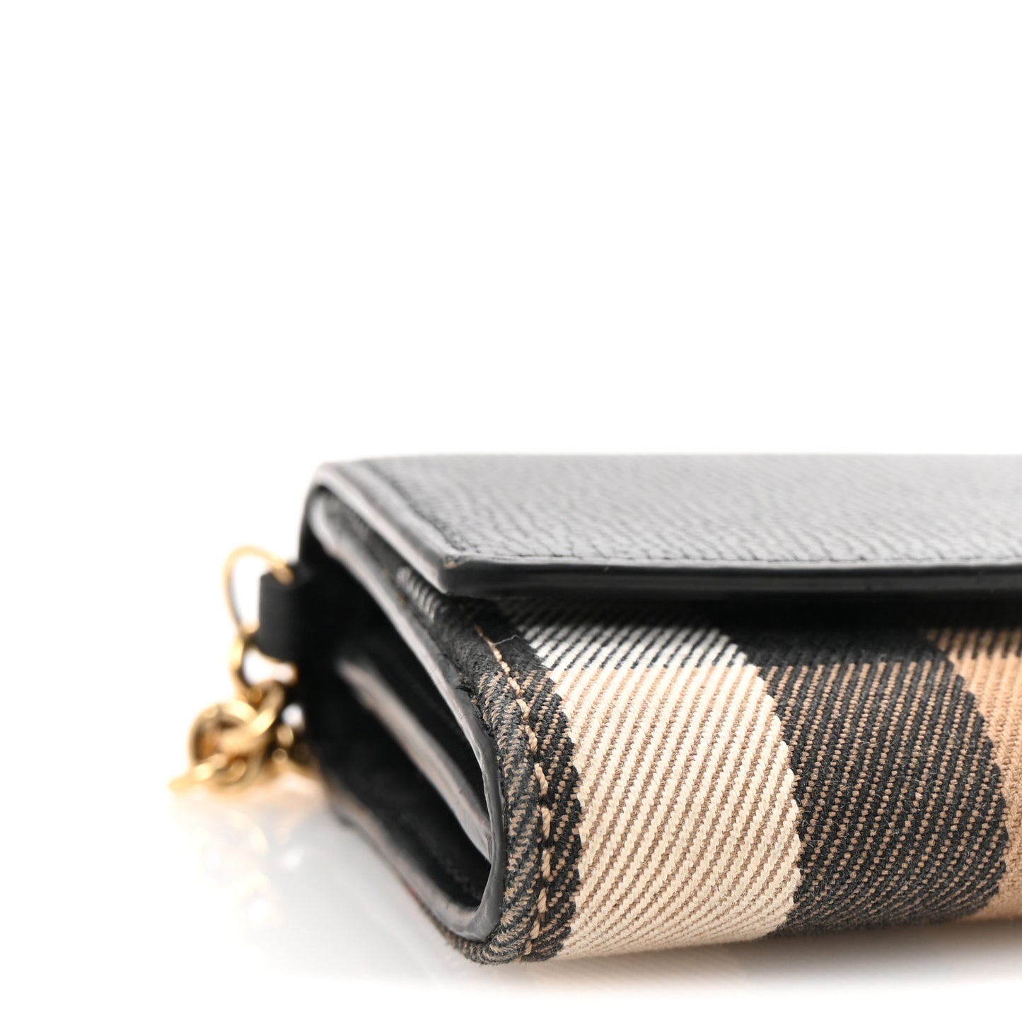 Grainy Calfskin House Check Henley Wallet On Chain Black
