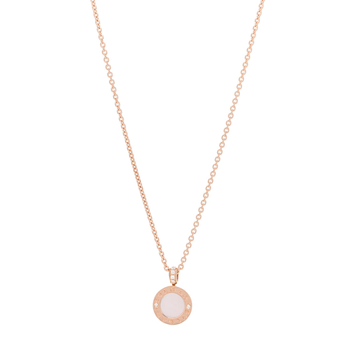 18K Rose Gold Diamond Mother of Pearl Carnelian BVLGARI BVLGARI Pendant Necklace
