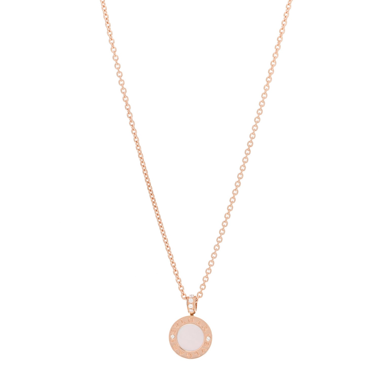 Bulgari 18K Rose Gold Diamond Mother of Pearl Carnelian BVLGARI BVLGARI Pendant Necklace 1 of 6
