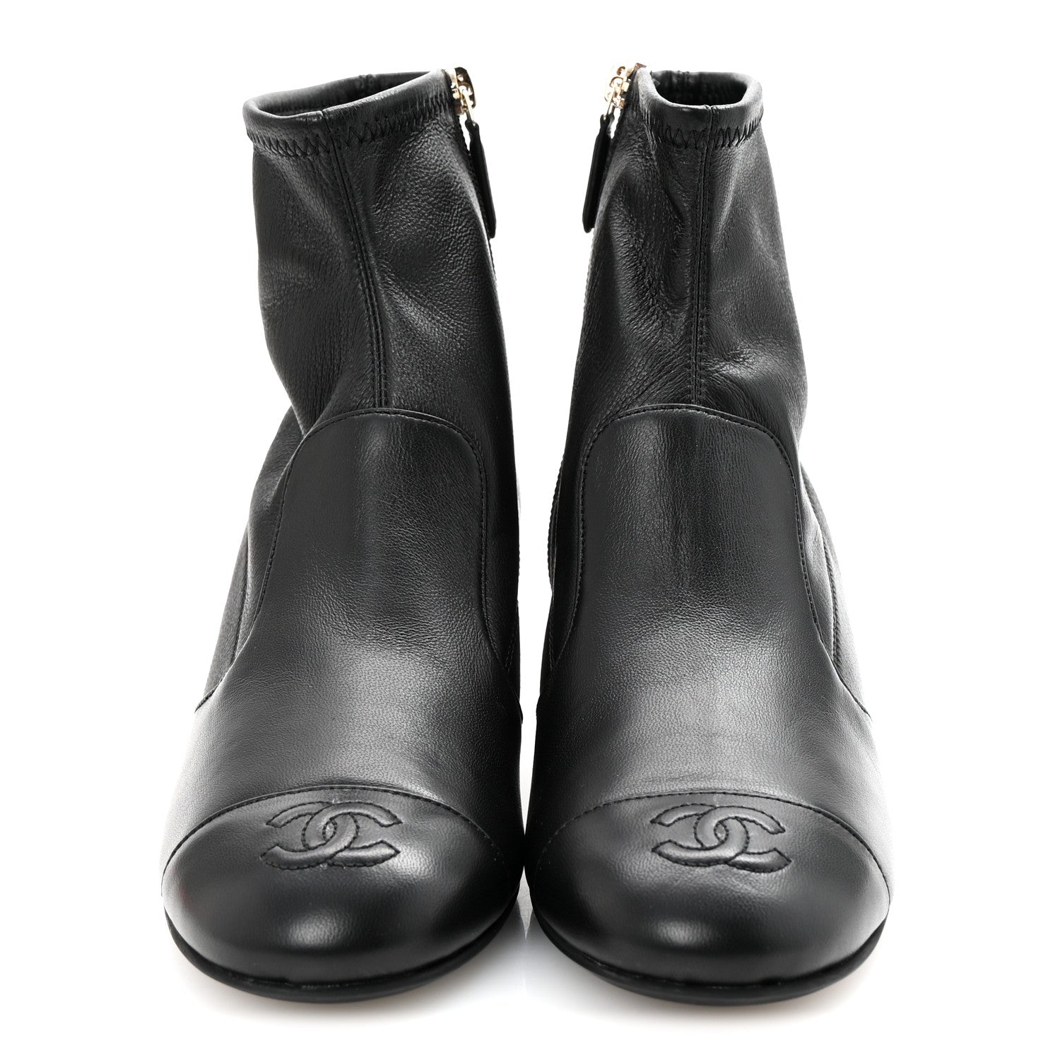 Chanel Stretch Lambskin Cap Toe CC Short Boots 37 Black 3 of 9