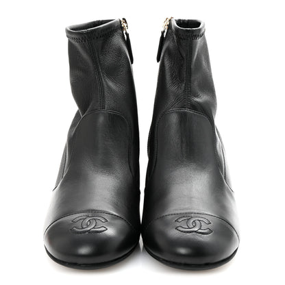 Chanel Stretch Lambskin Cap Toe CC Short Boots 37 Black 3 of 9