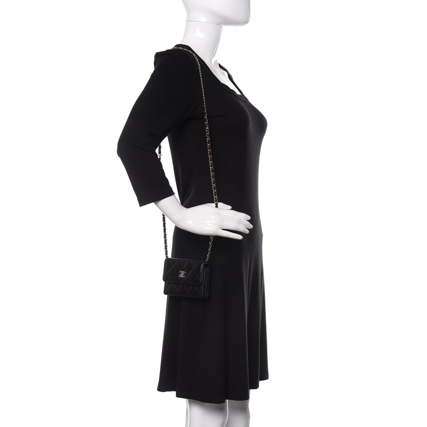 Chanel Lambskin Quilted My Chanel Lady Card Holder On Chain Black 2 of 13