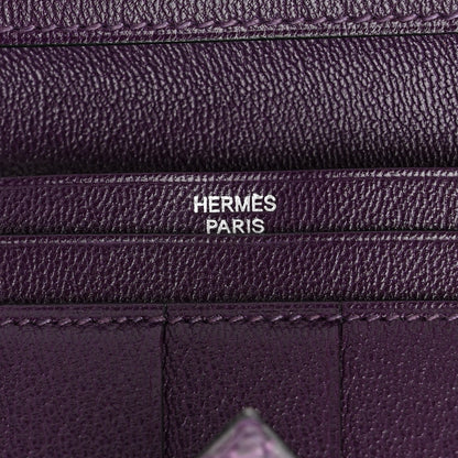 Hermes Shiny Porosus Crocodile 18K Gold Diamond Bearn Wallet Amethyst 6 of 8
