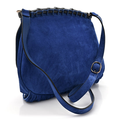 Gucci Suede Medium Nouveau Fringe Shoulder Bag Blue 3 of 12